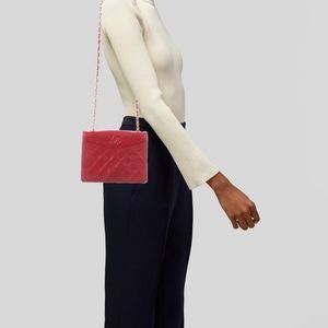 Auth Chanel Matelasse Women's Leather Chain Shoulder Bag Red Color